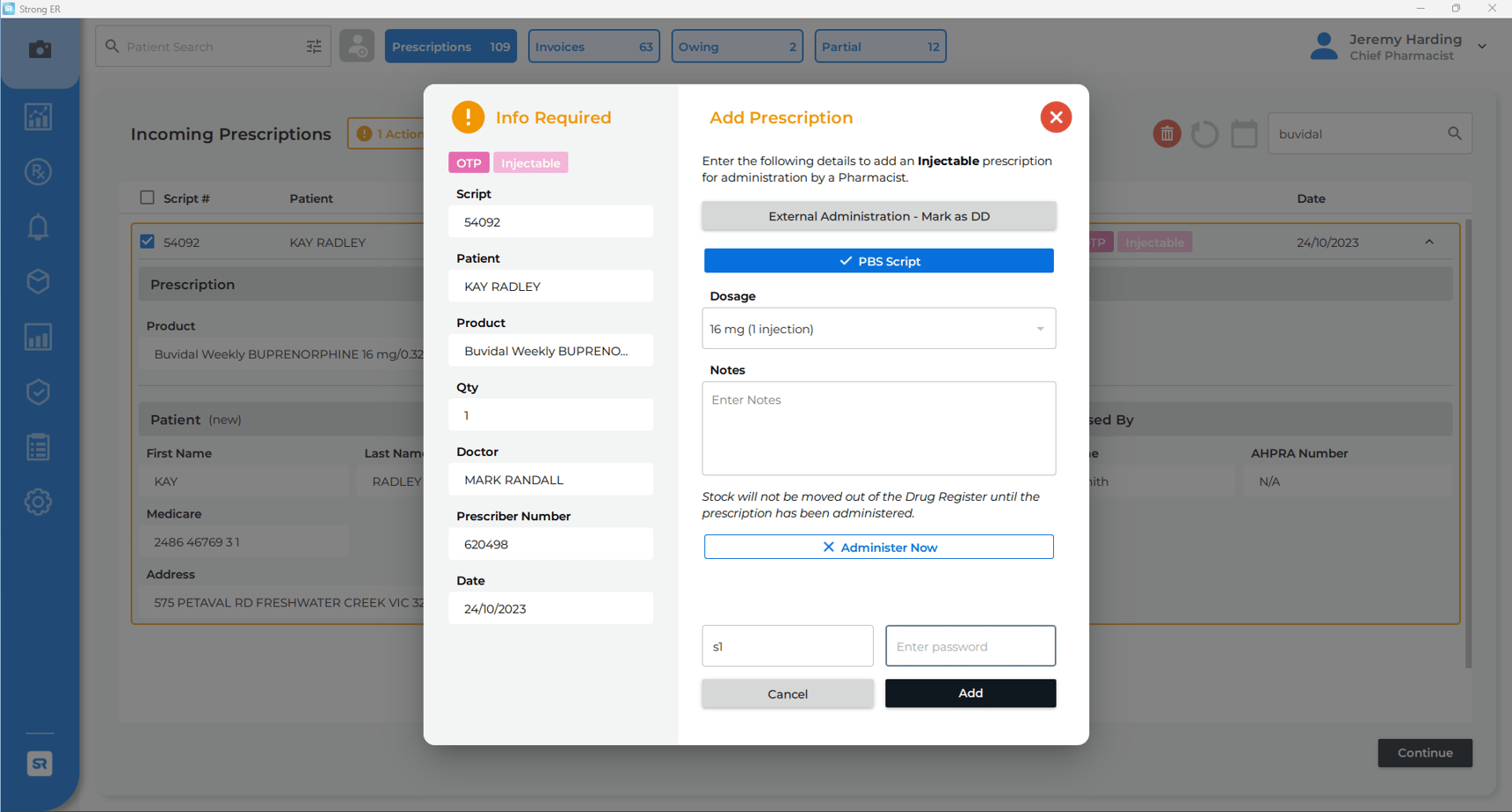 One Script Dispensing How do I add a long-acting depot injectable script via the Incoming ...
