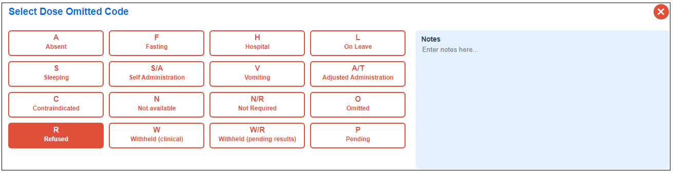 Non-Administration of Packed Medications